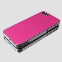 Carcasa de plastico y aluminio cepillado para iPhone 5 Fucsia