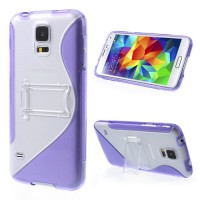 Carcasa hibrida PC y TPU en forma de S para Samsung Galaxy S5 G900. Transparente / rojo